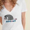 Disney Winnie The Pooh Introvert Eeyore Logo Women's Jersey Short Sleeve Deep V-Neck Tshirt
