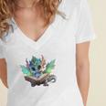 Easily Distracted By Dragon And Books Introvert Shirt Women's Jersey Short Sleeve Deep V-Neck Tshirt