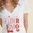 Elder Emo Retro Punk Typography Nostalgia Women's Jersey Short Sleeve Deep V-Neck Tshirt