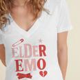 Elder Emo Retro Punk Typography Nostalgia Women's Jersey Short Sleeve Deep V-Neck Tshirt