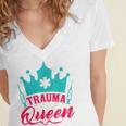 EMT Trauma Queen Paramedic Student T-Shirt Graduation Women's Jersey Short Sleeve Deep V-Neck Tshirt