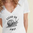 Escar Go Away Snail Vintage French Pun Introvert Humor Women's Jersey Short Sleeve Deep V-Neck Tshirt Escar Go Away Snail Vintage French Pun Introvert Humor Women's Jersey Short Sleeve Deep V-Neck Tshirt