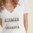 My Favorite Airman Calls Me Grandpa Airman Graduation Premium Women's Jersey Short Sleeve Deep V-Neck Tshirt