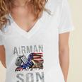 My Favorite Airman Calls Me Son Air Force Graduation Son Women's Jersey Short Sleeve Deep V-Neck Tshirt
