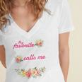 My Favorite Teacher Calls Me Mom Graduation Women's Jersey Short Sleeve Deep V-Neck Tshirt