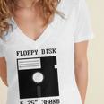 Floppy Disk Computer Nostalgia Fun PC Enthusiast History Women's Jersey Short Sleeve Deep V-Neck Tshirt