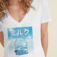 Frutiger Aero Aesthetic Tech Kawaii Milk Underwater Fishes Women's Jersey Short Sleeve Deep V-Neck Tshirt Frutiger Aero Aesthetic Tech Kawaii Milk Underwater Fishes Women's Jersey Short Sleeve Deep V-Neck Tshirt