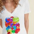 Frutiger Aero Aesthetic Tech Orb Pattern Heart Cherry Lips Raglan Baseball Tee Women's Jersey Short Sleeve Deep V-Neck Tshirt