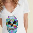 Frutiger Aero Aesthetic Tech Skull Computer Fishes Raglan Baseball Tee Women's Jersey Short Sleeve Deep V-Neck Tshirt