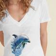Frutiger Aero Splashy Dolphin Y2k Aesthetic Graphic Premium Women's Jersey Short Sleeve Deep V-Neck Tshirt Frutiger Aero Splashy Dolphin Y2k Aesthetic Graphic Premium Women's Jersey Short Sleeve Deep V-Neck Tshirt
