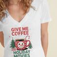 Give Me Coffee And Holiday Movies Introvert Christmas Women's Jersey Short Sleeve Deep V-Neck Tshirt Give Me Coffee And Holiday Movies Introvert Christmas Women's Jersey Short Sleeve Deep V-Neck Tshirt