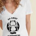 Go Away I'm Introverting Cat With Coffee Women's Jersey Short Sleeve Deep V-Neck Tshirt Go Away I'm Introverting Cat With Coffee Women's Jersey Short Sleeve Deep V-Neck Tshirt