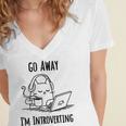 Go Away I'm Introverting Cat Introvert Anxiety Anxious Women's Jersey Short Sleeve Deep V-Neck Tshirt Go Away I'm Introverting Cat Introvert Anxiety Anxious Women's Jersey Short Sleeve Deep V-Neck Tshirt