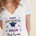 Goodbye Kindergarten Graduation Class 2025 1st Grade Kids Women's Jersey Short Sleeve Deep V-Neck Tshirt