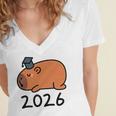 Grad Class Of 2026 Capybara Graduation Graduated Kids Women's Jersey Short Sleeve Deep V-Neck Tshirt