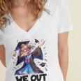 We Out Graduate Dabbing Anime Girl Grad Graduation Women's Jersey Short Sleeve Deep V-Neck Tshirt