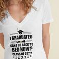 I Graduated Can I Go Back To Bed Class Of 2022 Graduation Women's Jersey Short Sleeve Deep V-Neck Tshirt