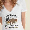 I Graduated Can I Go Back To Bed Sloth Graduation Cap Women's Jersey Short Sleeve Deep V-Neck Tshirt