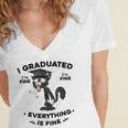 I Graduated Graduate Class 2025 Cat Graduation Women's Jersey Short Sleeve Deep V-Neck Tshirt