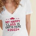 Graduation 2022 My Happy Class Is Outta Here Senior Women's Jersey Short Sleeve Deep V-Neck Tshirt