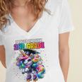 Graduation 2nd Grade Unicorn Roller Skate Girls Grad Women's Jersey Short Sleeve Deep V-Neck Tshirt