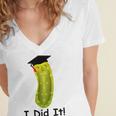 Graduation Cap Wearing Big Dill Pickle I Did It Graduate Fun Women's Jersey Short Sleeve Deep V-Neck Tshirt