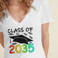 Graduation Class Of 2035 Hand Prints Space Pre-K -12th Grade Women's Jersey Short Sleeve Deep V-Neck Tshirt