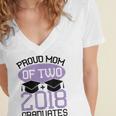 Graduation Shirt For Mom Of Twins Proud Mom Twins Tee Women's Jersey Short Sleeve Deep V-Neck Tshirt