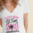 Graduation Shirt For Mom With Twins Proud Mom Of Two Women's Jersey Short Sleeve Deep V-Neck Tshirt