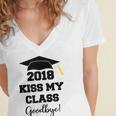 GraduationShirt Kiss My Class 2018 Goodbye Women's Jersey Short Sleeve Deep V-Neck Tshirt