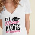GraduationShirt For Mom Mother With A Master's Degree Tee Women's Jersey Short Sleeve Deep V-Neck Tshirt