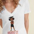 Graduation Woman Tshirt Black Melanin Masters Degree Women's Jersey Short Sleeve Deep V-Neck Tshirt