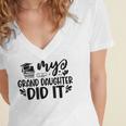 My Granddaughter Did It Graduation Graduated Proud Children Women's Jersey Short Sleeve Deep V-Neck Tshirt