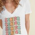 Groovy Senior Graduation Cute Groovy Senior Class Of 2024 Women's Jersey Short Sleeve Deep V-Neck Tshirt
