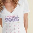 Grow With Me Graduation First Day Of School Class Of 2035 Women's Jersey Short Sleeve Deep V-Neck Tshirt