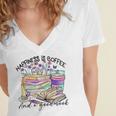 Happiness Is Coffee And a Good Book Women Love Reading Book Women's Jersey Short Sleeve Deep V-Neck Tshirt Happiness Is Coffee And a Good Book Women Love Reading Book Women's Jersey Short Sleeve Deep V-Neck Tshirt