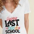 Happy Last Day Of School Kids Teacher Student Graduation Women's Jersey Short Sleeve Deep V-Neck Tshirt