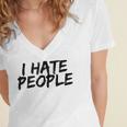 I Hate People Graffiti Introverts Meme Loner Women's Jersey Short Sleeve Deep V-Neck Tshirt
