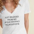 Highschool College Graduation Class Of 2018 Shirt Women's Jersey Short Sleeve Deep V-Neck Tshirt