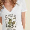 On My Way To Hoard Books And Cause Chaos Tom Foolery Women's Jersey Short Sleeve Deep V-Neck Tshirt
