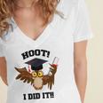 Hoot I Did It Grad Owl Holding Graduation Diploma Congrats Women's Jersey Short Sleeve Deep V-Neck Tshirt