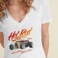 Hotrod Vintage Style Car Nostalgia Hotrod Distressed Premium Tri-Blend Women's Jersey Short Sleeve Deep V-Neck Tshirt