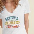 I'm Fluent In Silence And Eye-Rolls Introverts Premium Women's Jersey Short Sleeve Deep V-Neck Tshirt