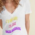 I'm Just Social Distancing Introvert Funny Women's Jersey Short Sleeve Deep V-Neck Tshirt I'm Just Social Distancing Introvert Funny Women's Jersey Short Sleeve Deep V-Neck Tshirt