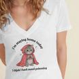 I’m Staying Home Today Cat Introvert Homebody Women's Jersey Short Sleeve Deep V-Neck Tshirt