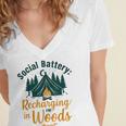 Introvert Camping Social Battery Recharging In The Woods Women's Jersey Short Sleeve Deep V-Neck Tshirt Introvert Camping Social Battery Recharging In The Woods Women's Jersey Short Sleeve Deep V-Neck Tshirt