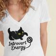Introvert Energy Cat Love Cat Meme Women's Jersey Short Sleeve Deep V-Neck Tshirt