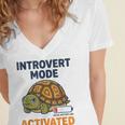 Introvert Mode Activated Low Social Battery Box Turtle Women's Jersey Short Sleeve Deep V-Neck Tshirt