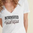 Introverted But Well-Read Book Lover Women's Jersey Short Sleeve Deep V-Neck Tshirt