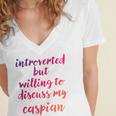 Introverted Willing To Discuss Caspian Introvert Women's Jersey Short Sleeve Deep V-Neck Tshirt Introverted Willing To Discuss Caspian Introvert Women's Jersey Short Sleeve Deep V-Neck Tshirt